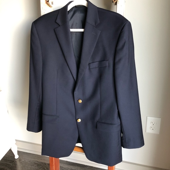 RALPH LAUREN NAVY BLUE BLAZER 100% WOOL - Picture 1 of 8